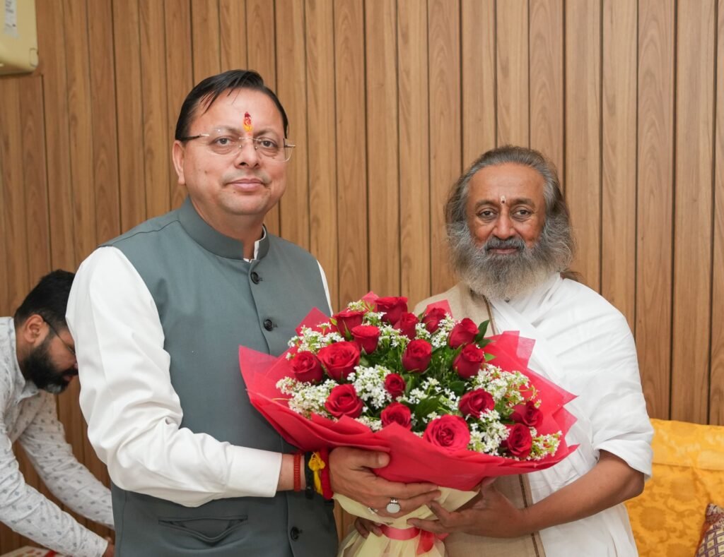 मुख्यमंत्री पुष्कर सिंह धामी ने ऋषिकेश में श्री श्री रविशंकर जी से शिष्टाचार भेंट कर उनका आशीर्वाद प्राप्त किया….